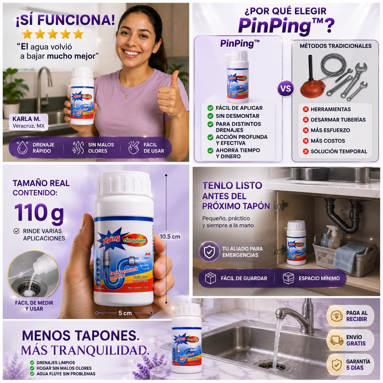 PinPing™ | Limpia Tuberías Destapa Caños
