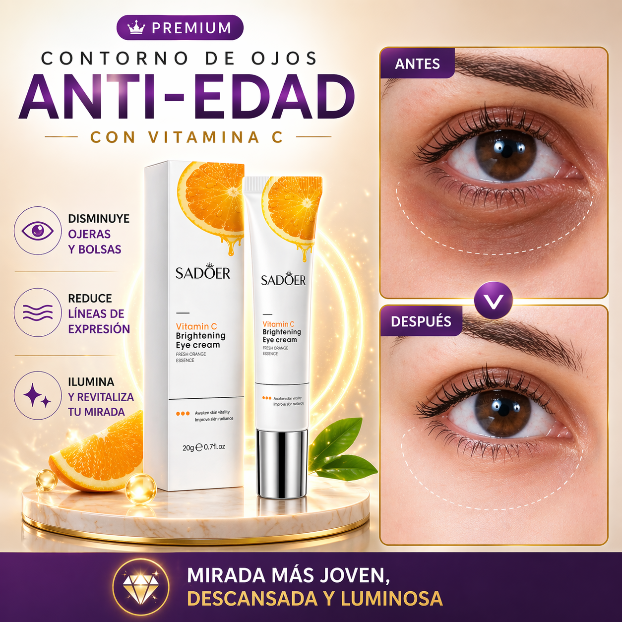 Contorno De Ojos Antiedad Ojeras Vit C