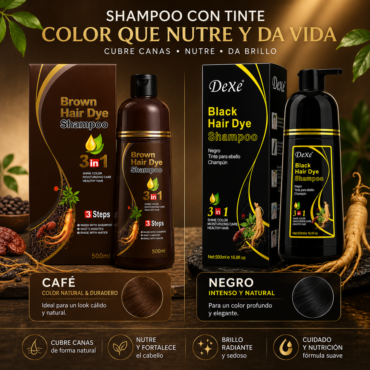 Black Hair Dye Shampoo™ | Cubre Canas En Solo Minutos