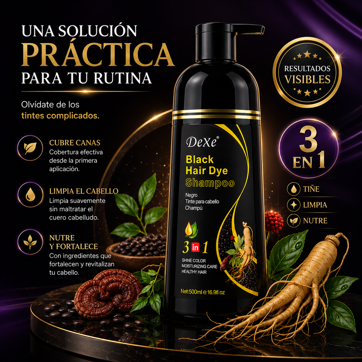 Black Hair Dye Shampoo™ | Cubre Canas En Solo Minutos